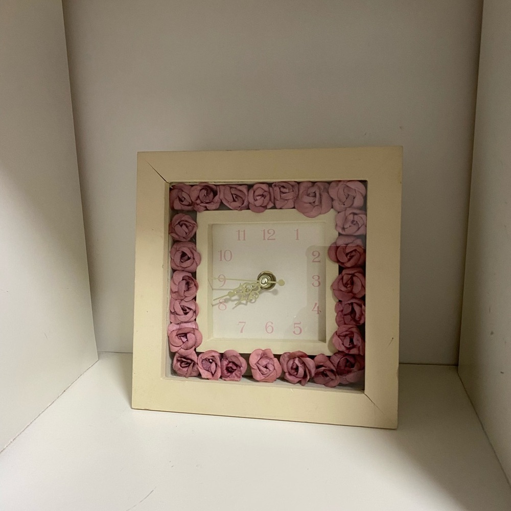 Pink Floral Wall Clock